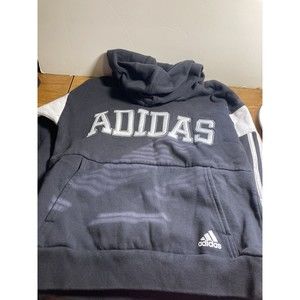 Adidas Black Embroidered Logo Long Sleeve Hoodie Sweatshirt Youth Size S